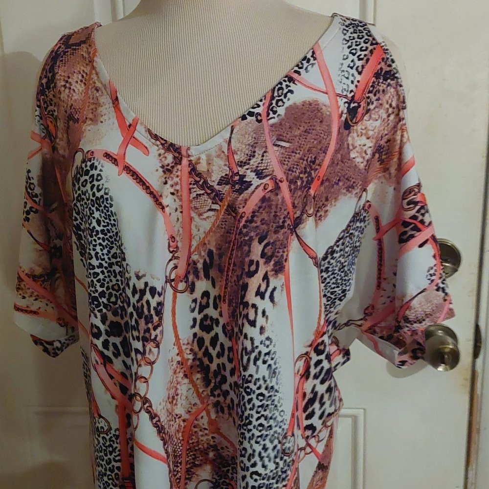 Vibrant Cold Shoulder Animal Print Top